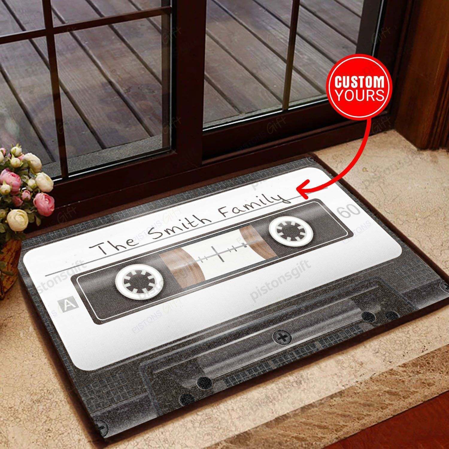 Black Cassette Personalized All Over Printing Doormat