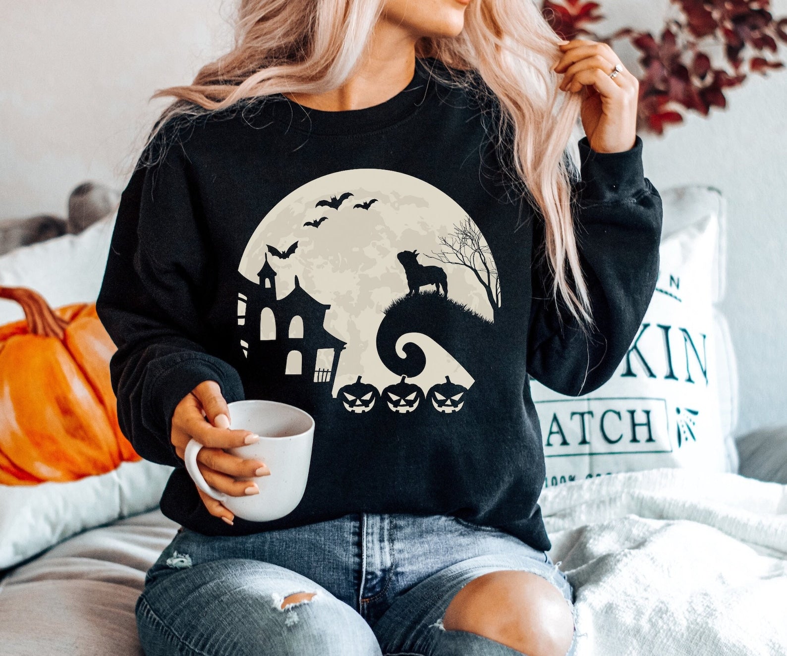 Dog Halloween 2D Crewneck Sweatshirt All Over Print Sweatshirt For Women Sweatshirt For Men