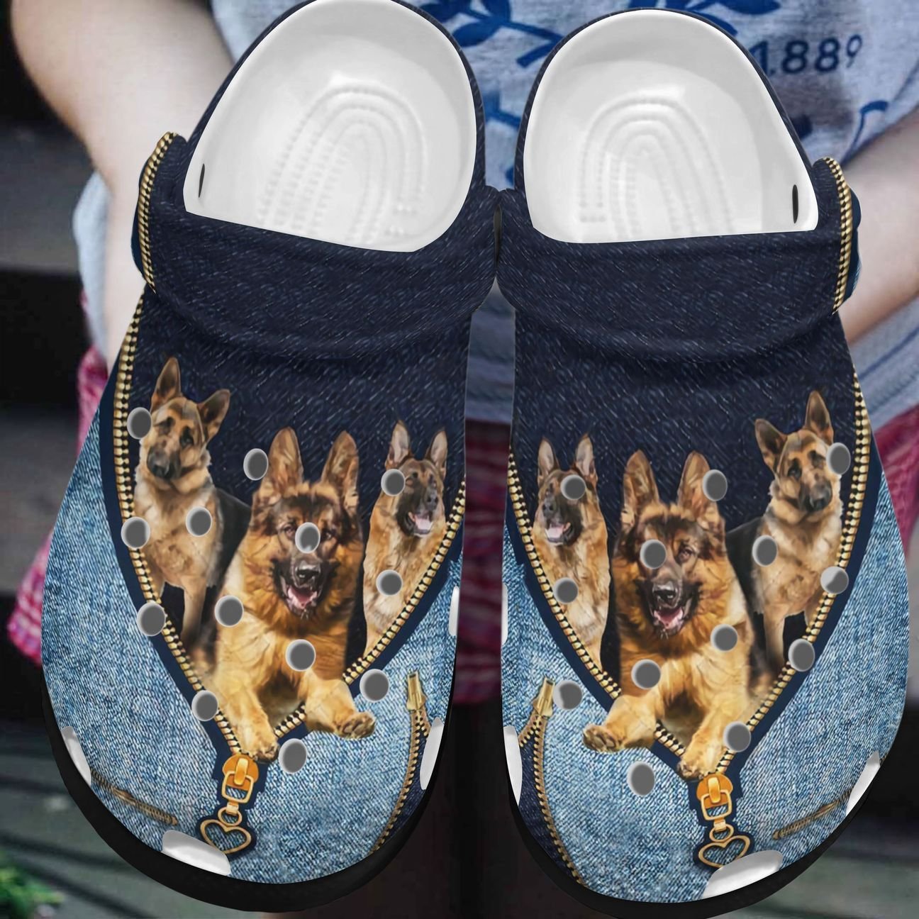 German Shepherd Personalized Clog, Custom Name, Text, Color, Number Fashion Style For Women, Men, Kid, Print 3D Cute Face 1