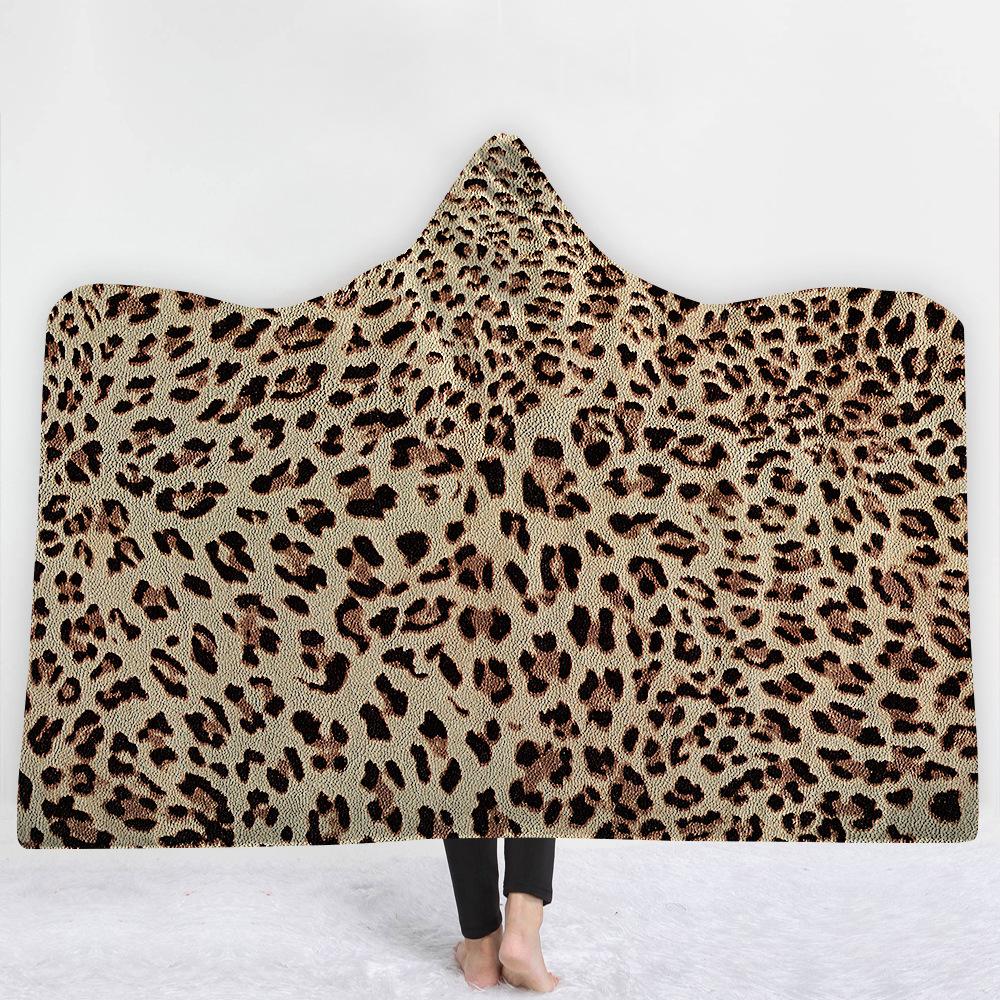 Animal Hooded Blankets – Animal Series Leopard Pattern Icon Yellow Fleece Hooded Blanket