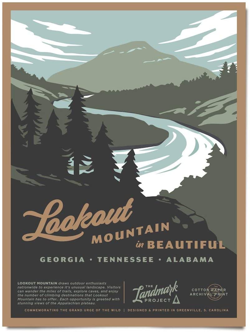 Travel Lookout Mountain Visit To Georgia Poster Art Print      Home Decor Gift For Men Women Family Friend On Birthday Xmas