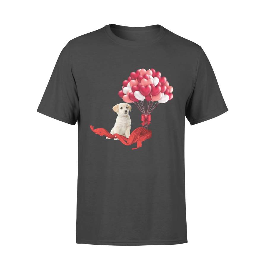 Dog Labrador Retriever Puppy Balloon Heart Cute Valentine T-shirt