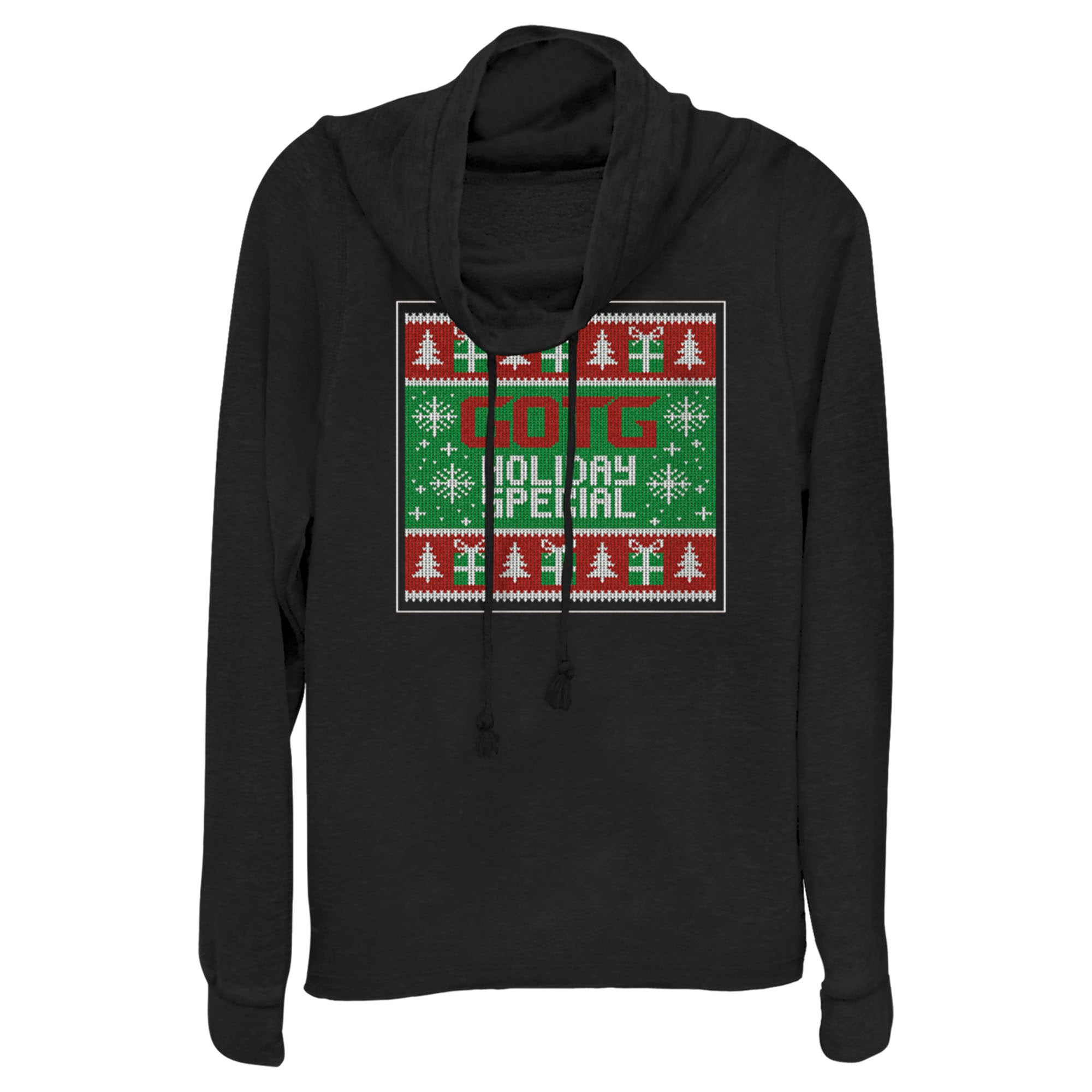 Junior’S Guardians Of The Galaxy Holiday Special Christmas Sweater Square Cowl Neck Sweatshirt