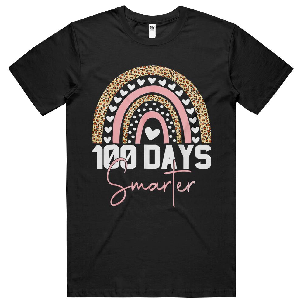 100 Days Smarter Happy 100Th Day Of School Rainbow Leopard T Shirts