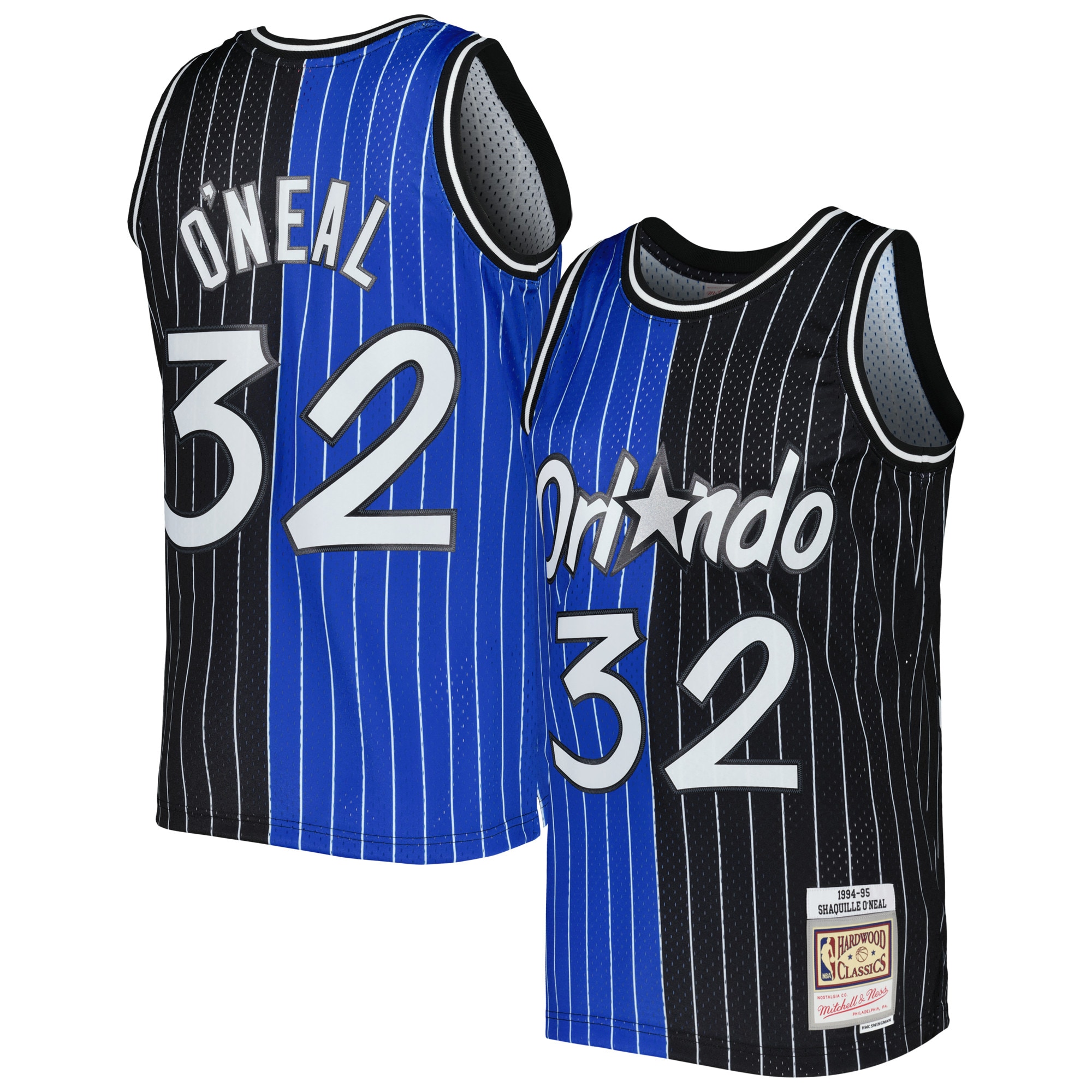 Shaquille O'Neal Orlando Magic Mitchell & Ness Hardwood Classics 1994/95 Split Swingman Jersey – Blue/Black