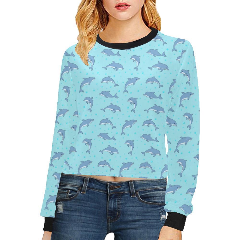 Dolphin Baby Cute Print Pattern Cropped Pullover Sweatshirt