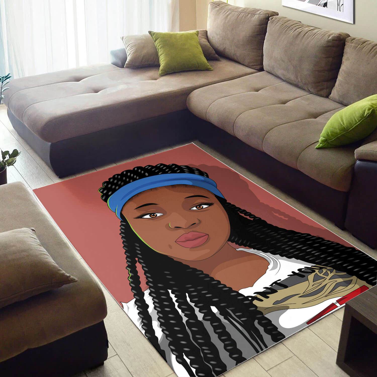 African Rugs Pretty Melanin Beauty Girl African Print Floor Rug Afrocentric Living Room Ideas WBG48443