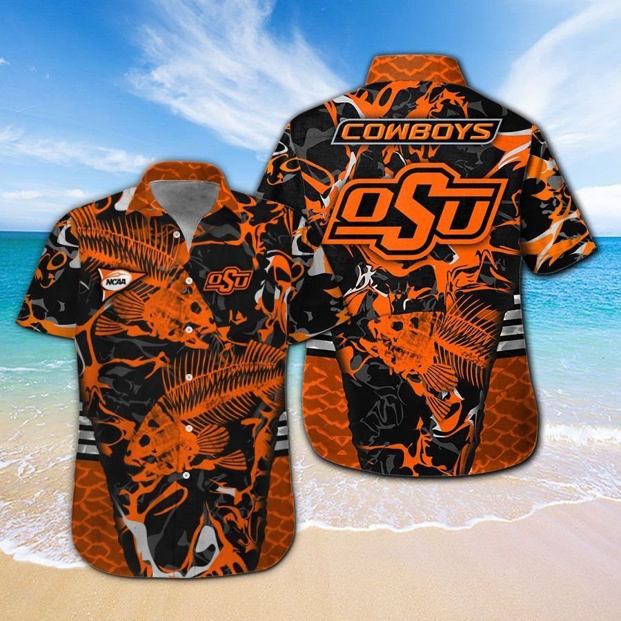 NCAA Oklahoma State Cowboys Orange Fish Hawaiian Shirt