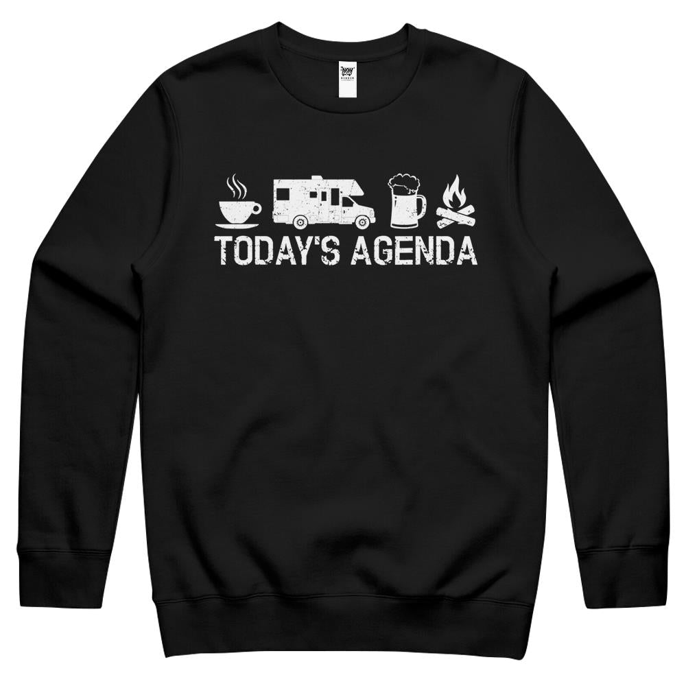 Vintage Rv Camping Lover Today’S Agenda Costume Camper Gift Crewneck Sweatshirt