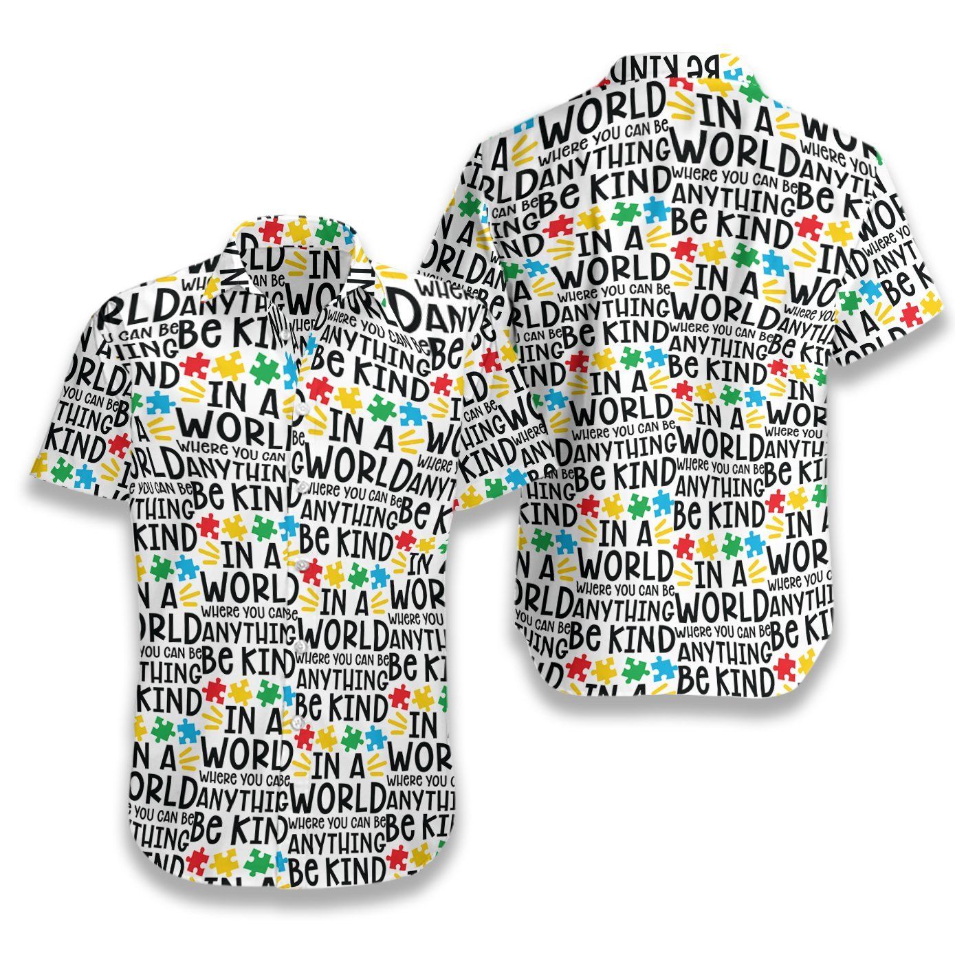 Be Kind Autism Multicolor Puzzle 2608 Hawaii Shirt Ha86360