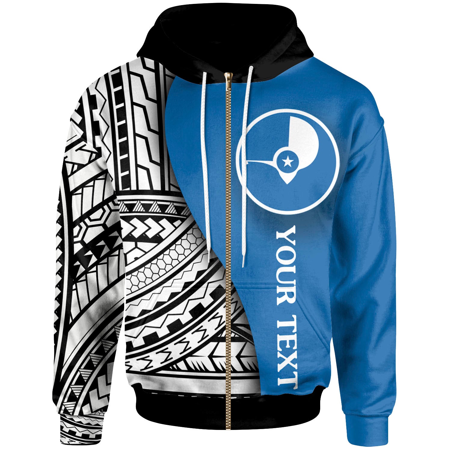 Yap Custom Personalised Zip-Up Hoodie – Coat Of Arm and Polynesian Patterns – BN26