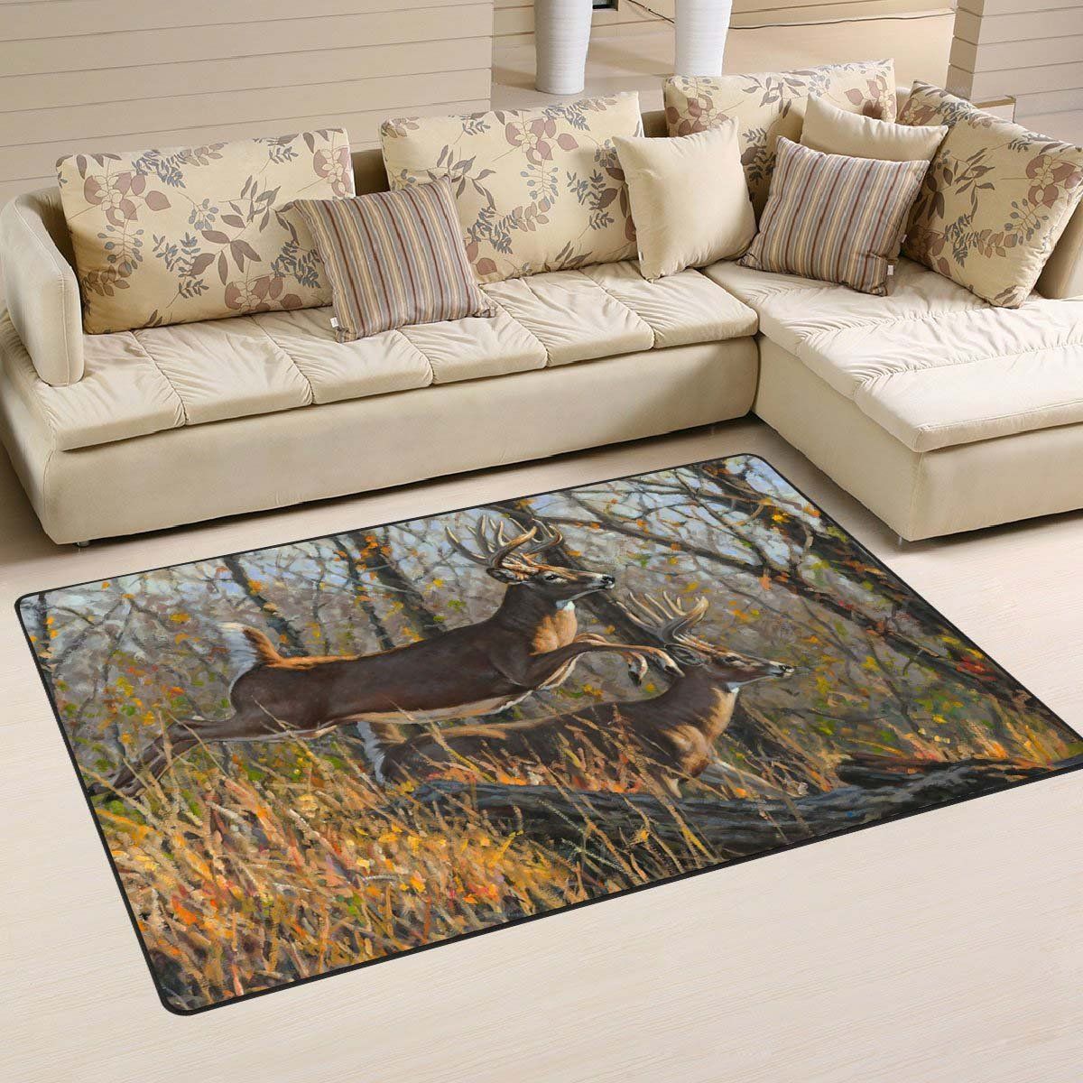 Deer Hunting Art Area Rug 06820 Trendy Fashion