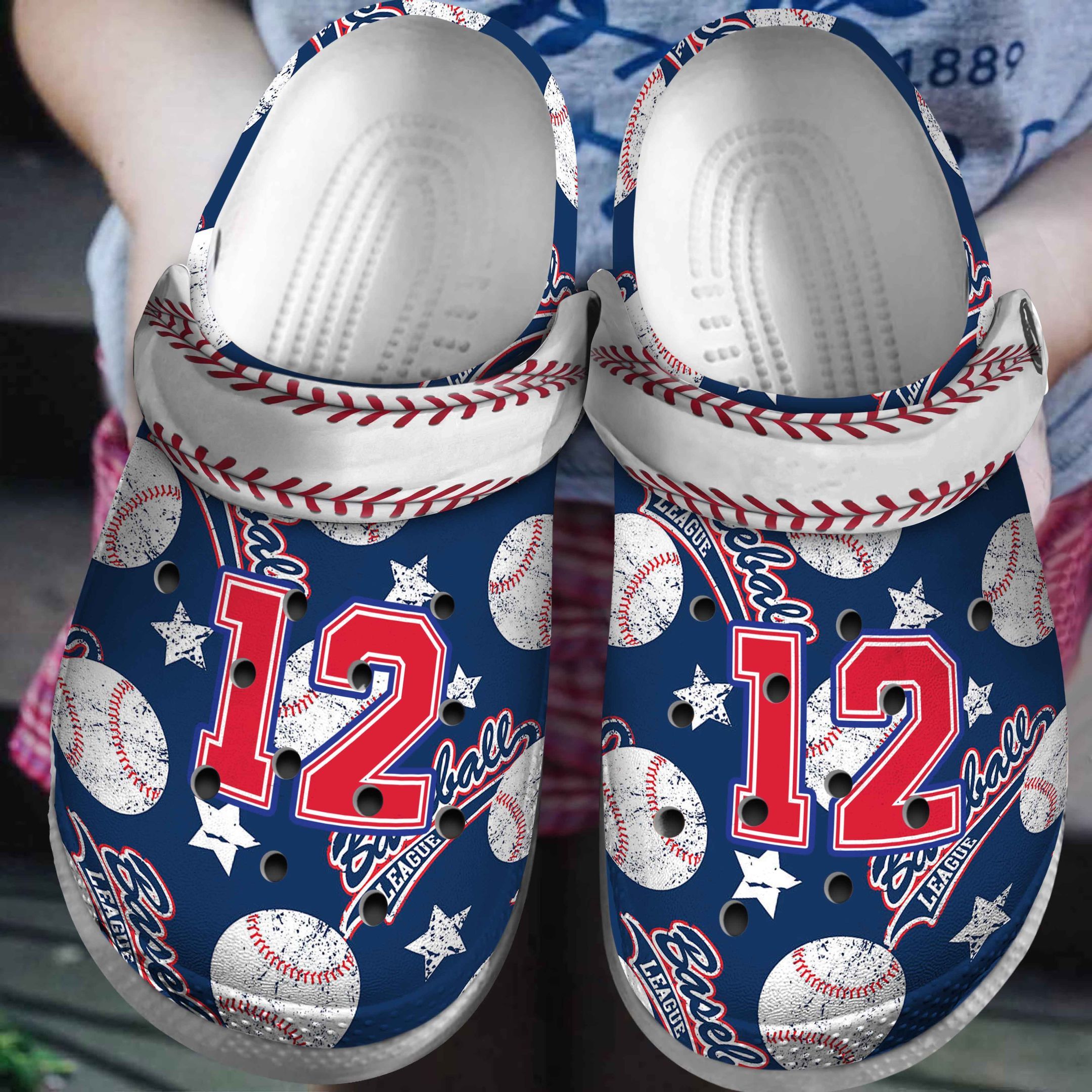 Baseball Stitches  Ball Personalized Clog Whitesole Crocs Crocband Clog