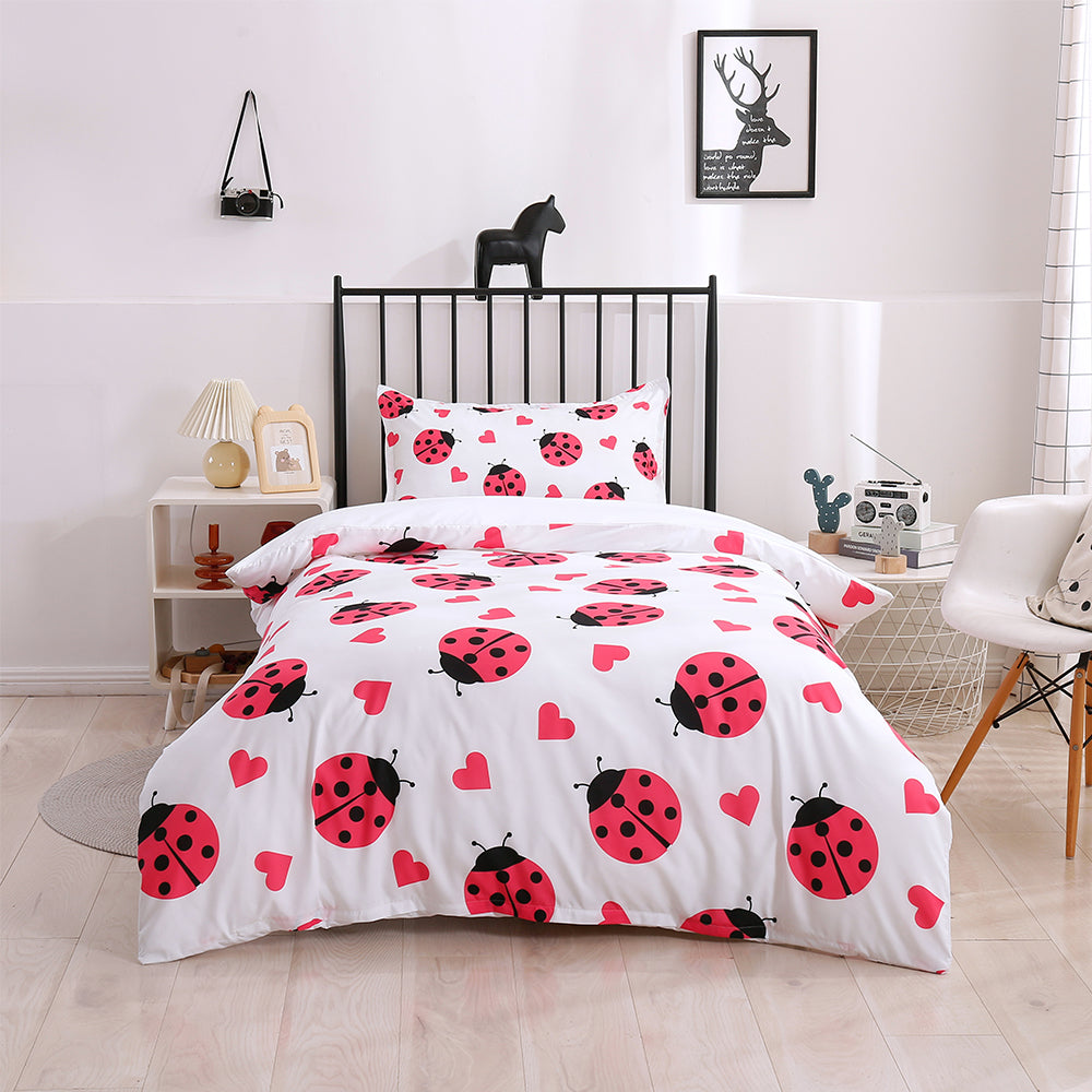 3D Cartoon Animal Ladybug Quilt Cover Set Bedding Set Duvet Cover Pillowcases 186