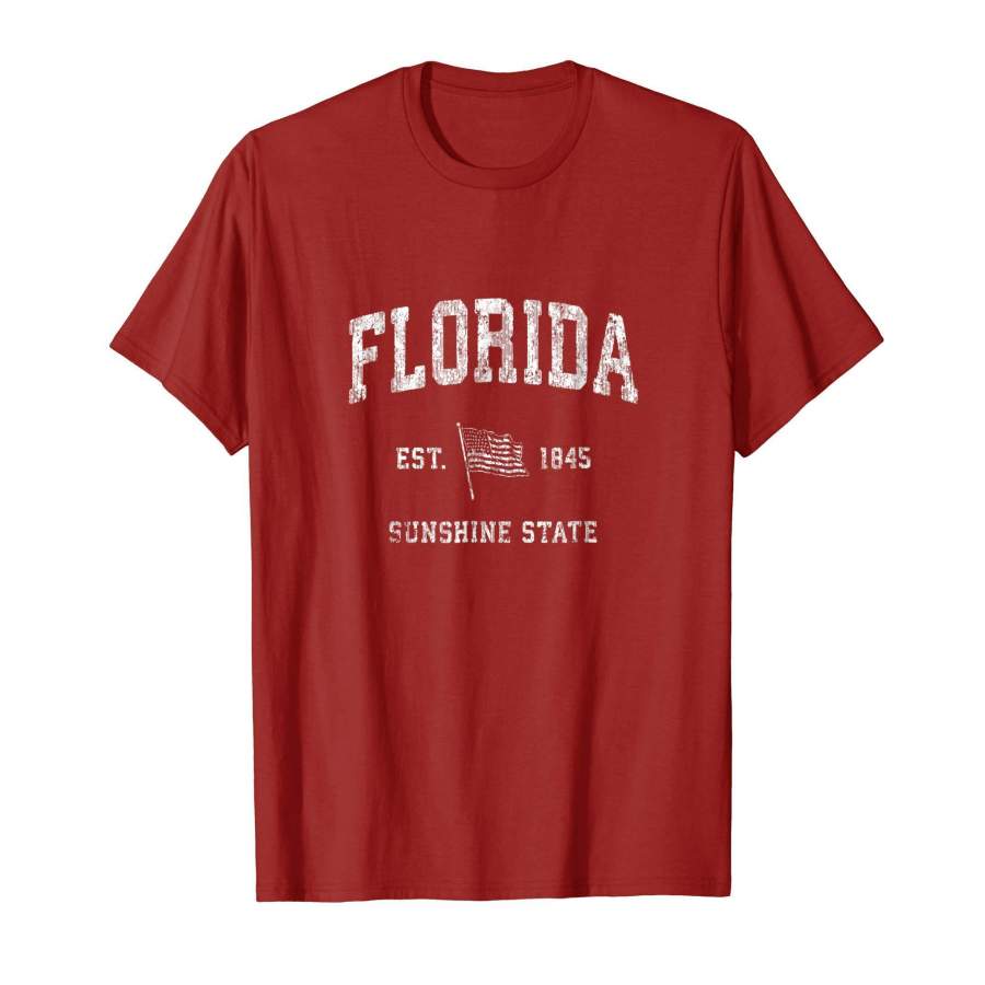 Florida T-Shirt Vintage US Flag Sports Design Tee