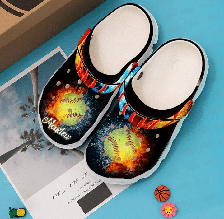 Softball Custom Name Fire Clogs Clogband Clog Comfortable Water Shoes