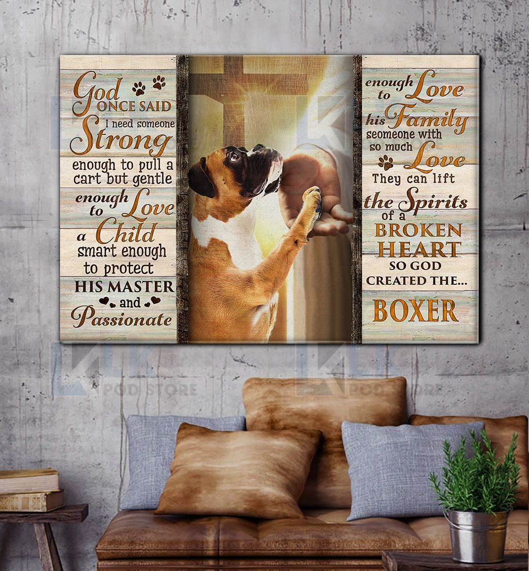 BOXER – CANVAS God Once Said V2 [ID3-D] | Framed, Best Gift, Pet Lover, Housewarming, Wall Art Print, Home Decor