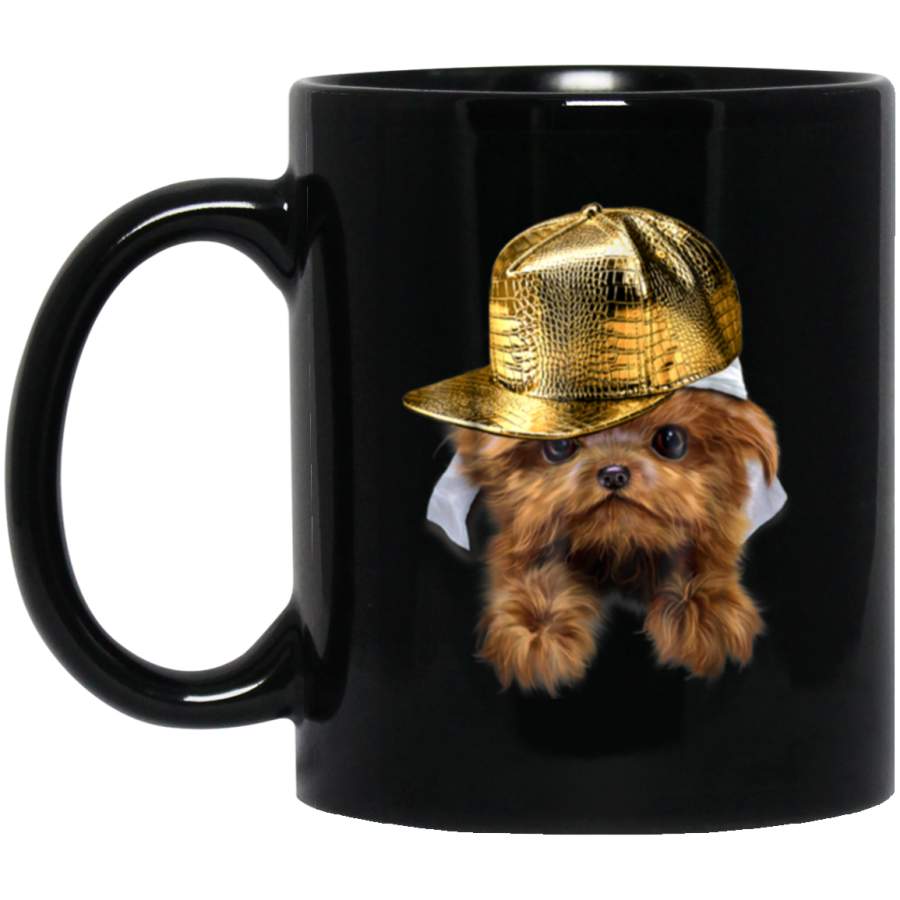 Brown Poodle Puppy in Hip Hop Hat Rapper Dog Mug