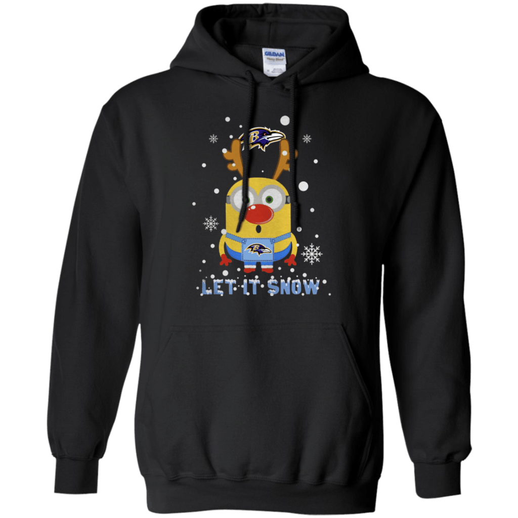 Buy Minion Baltimore Ravens Ugly Christmas Sweater Let It Snow Pullover Hoodie