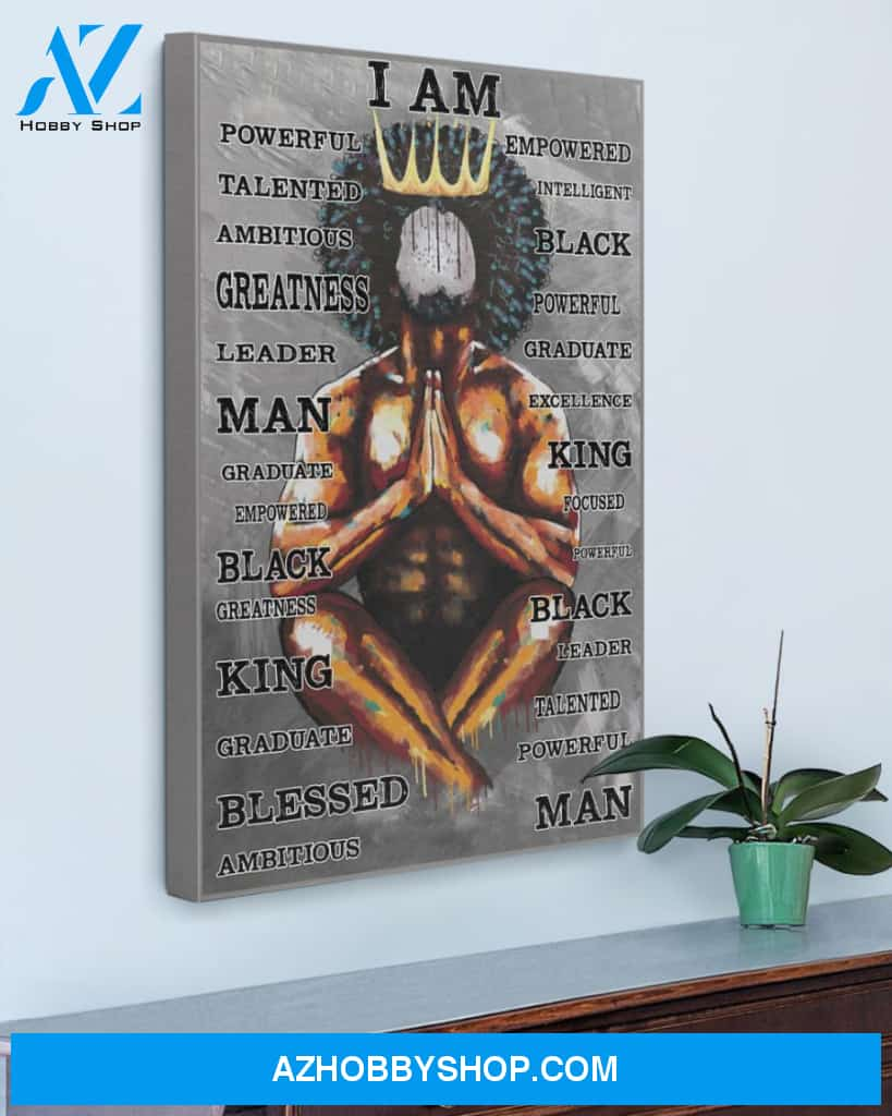 Black King Praying Gallery Wrapped Canvas Prints – African Canvas Print Wall Art