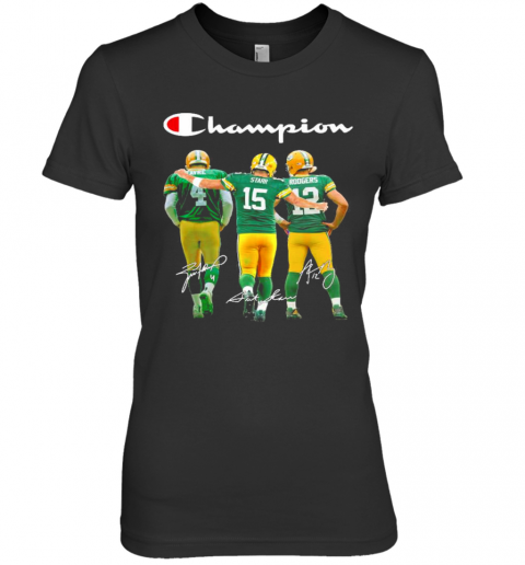 Green Bay Packers Favre Starr Rodgers Champions Signatures Premium Women’S T-Shirt