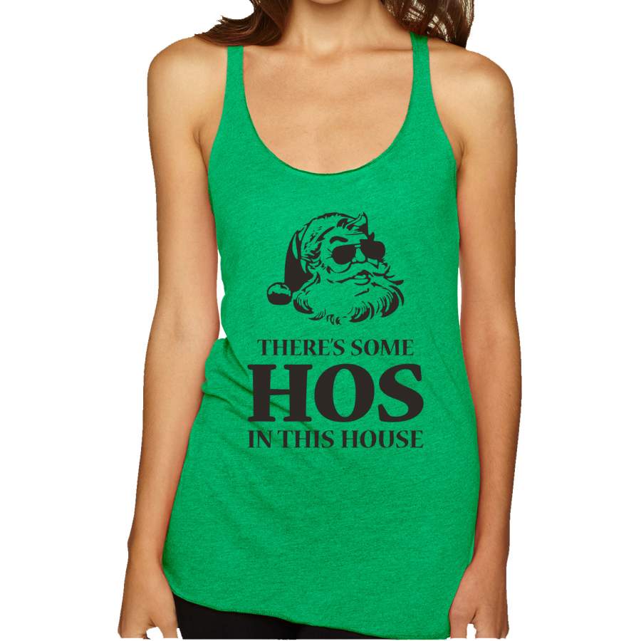 Theres some Hos in this House Ugly Christmas Sweater Tri-Blend Racerback Tank Top