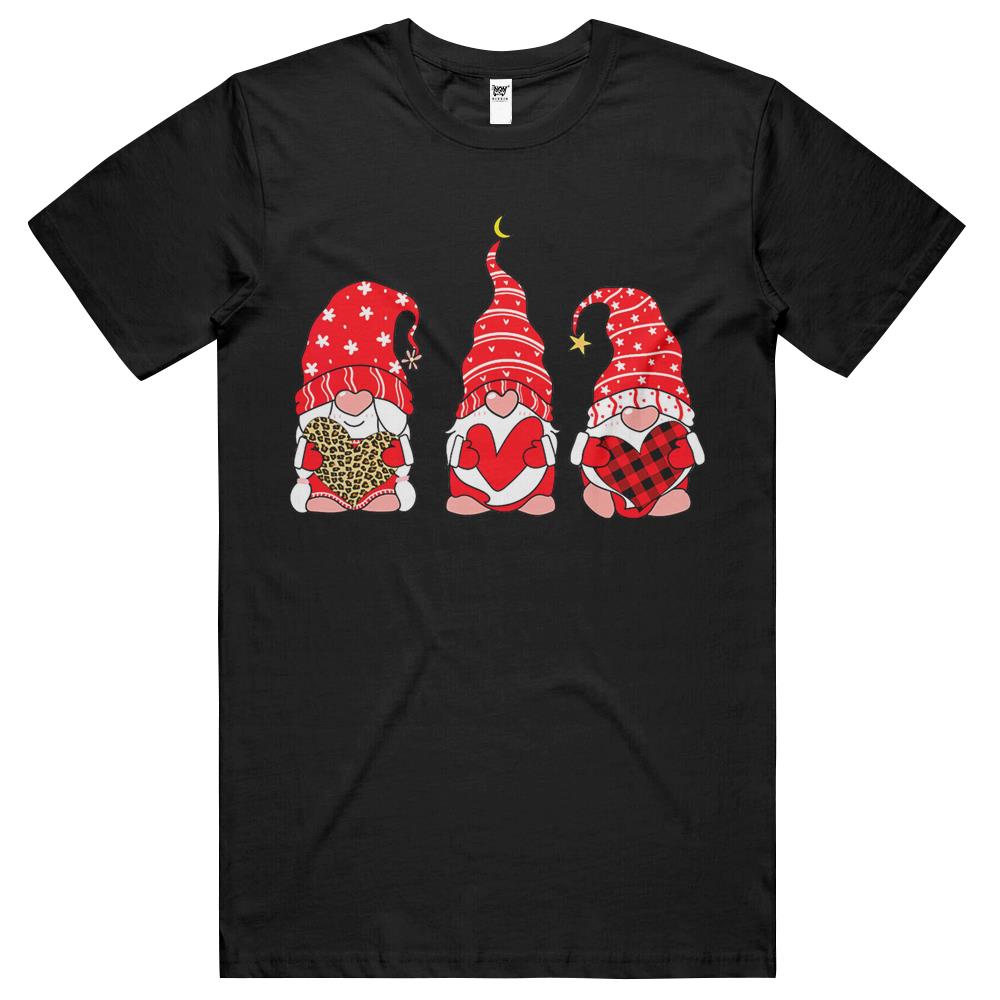 Three Gnomes Holding Heart Leopard Happy Valentine’S Day T Shirts