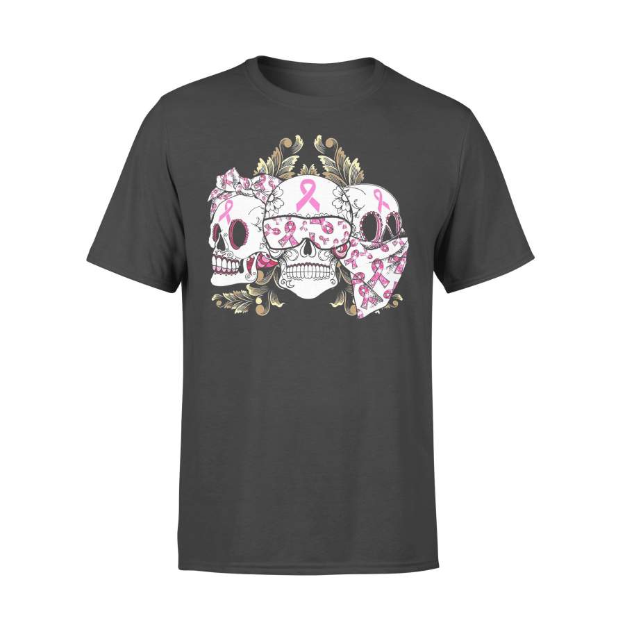 Breast Cancer Skull Crew T-shirt