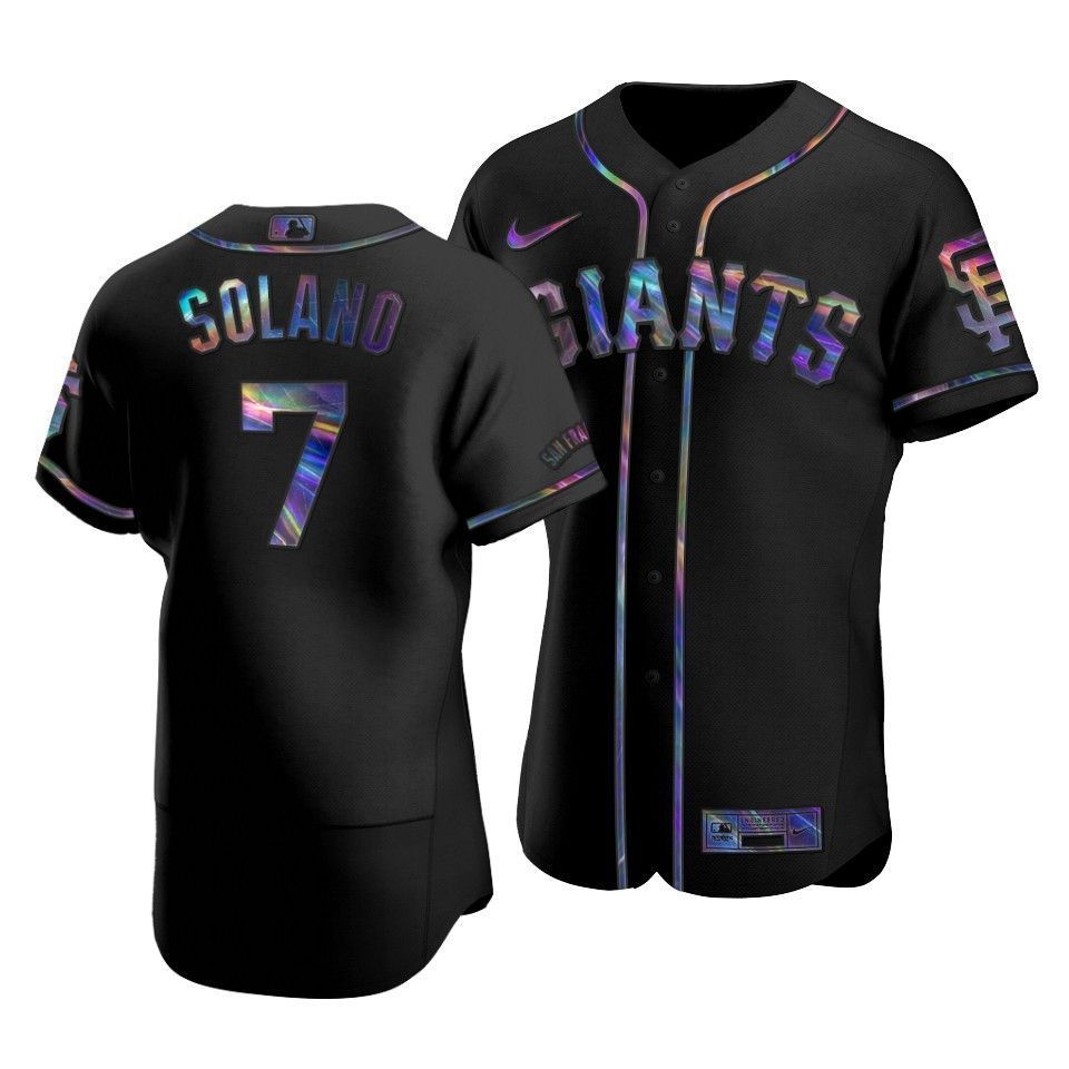 Men’S San Francisco Giants Donovan Solano #7 Iridescent Logo Holographic Limited  Jersey Black