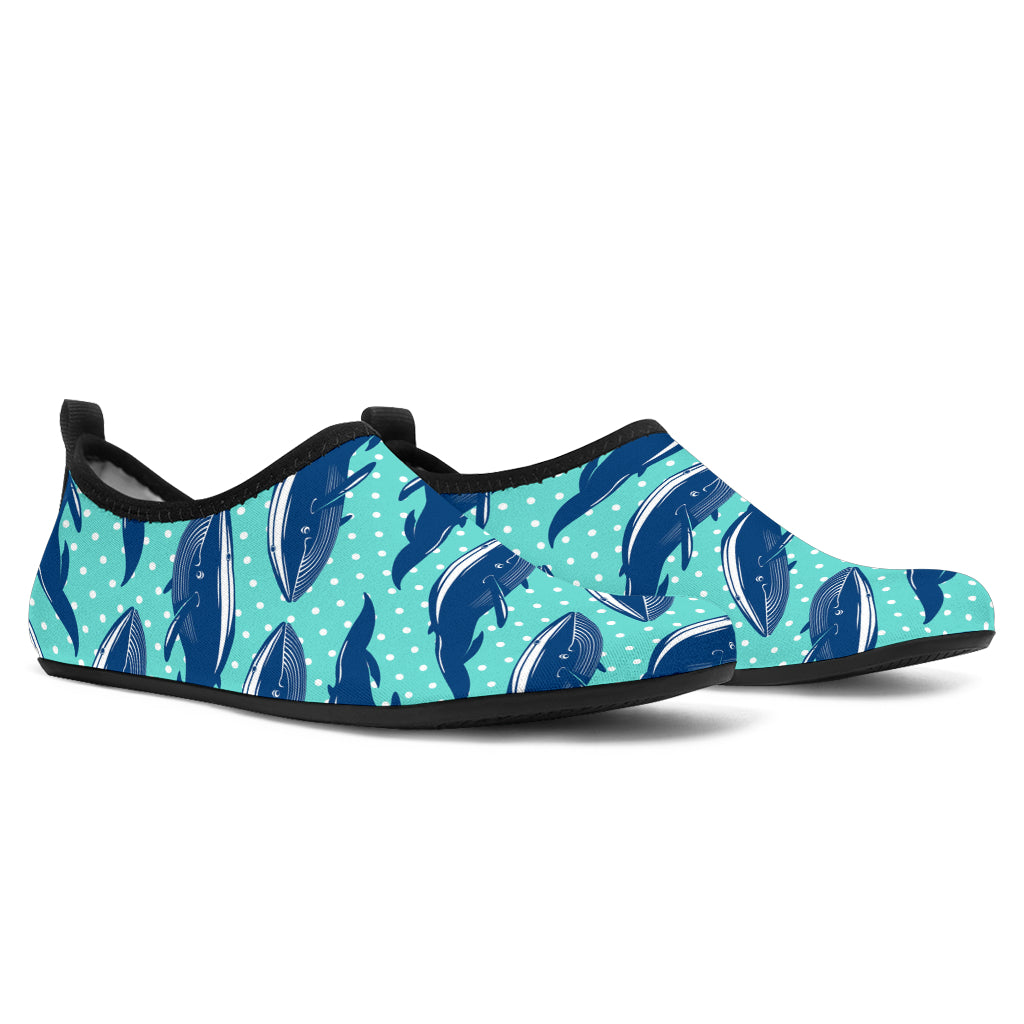 Whale Polka Dot Design Themed Print Aqua Water Shoes