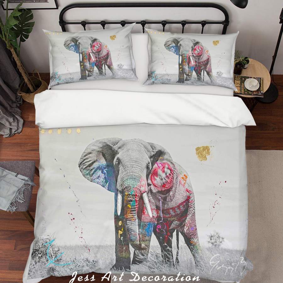 3D Andy Warhol Colorized Animal Elephant Quilt Cover Set Bedding Set Duvet Cover Pillowcases  ZY D23