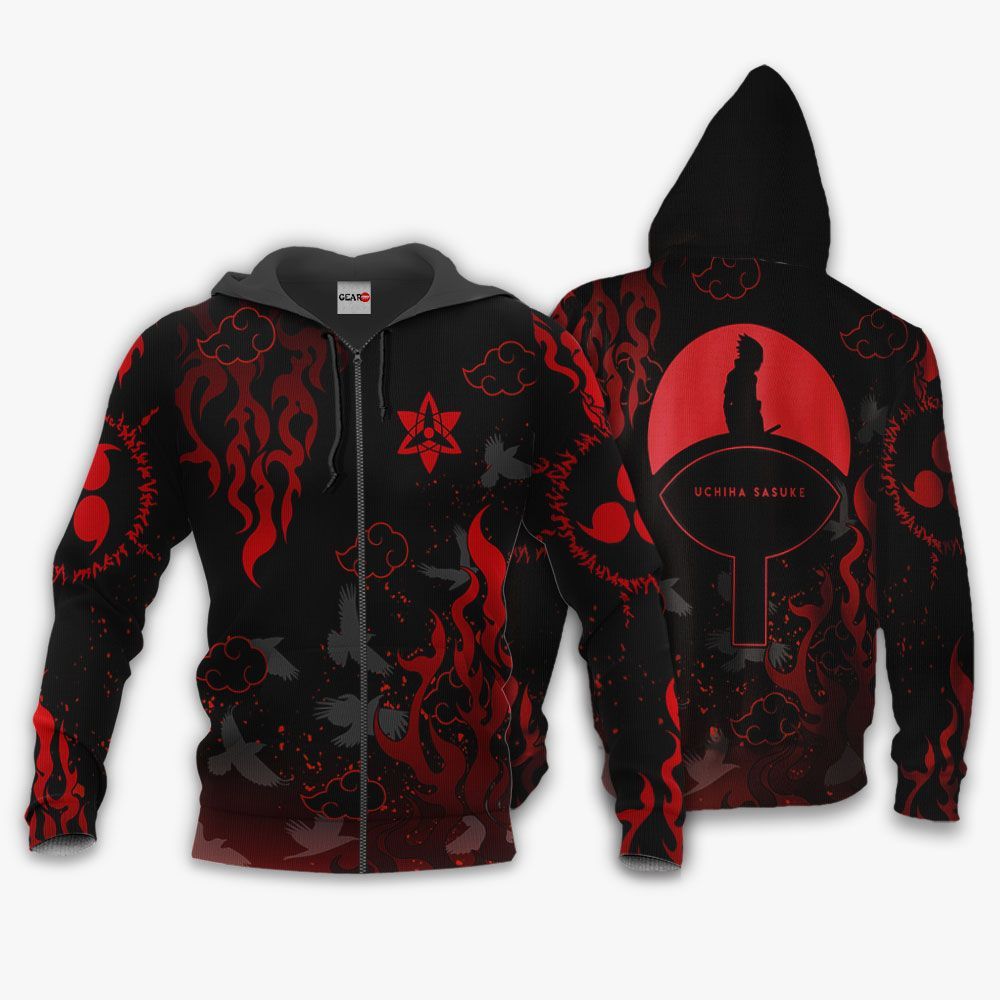 Uchiha Sasuke Hoodie Naruto Symbols Custom Anime Shirt