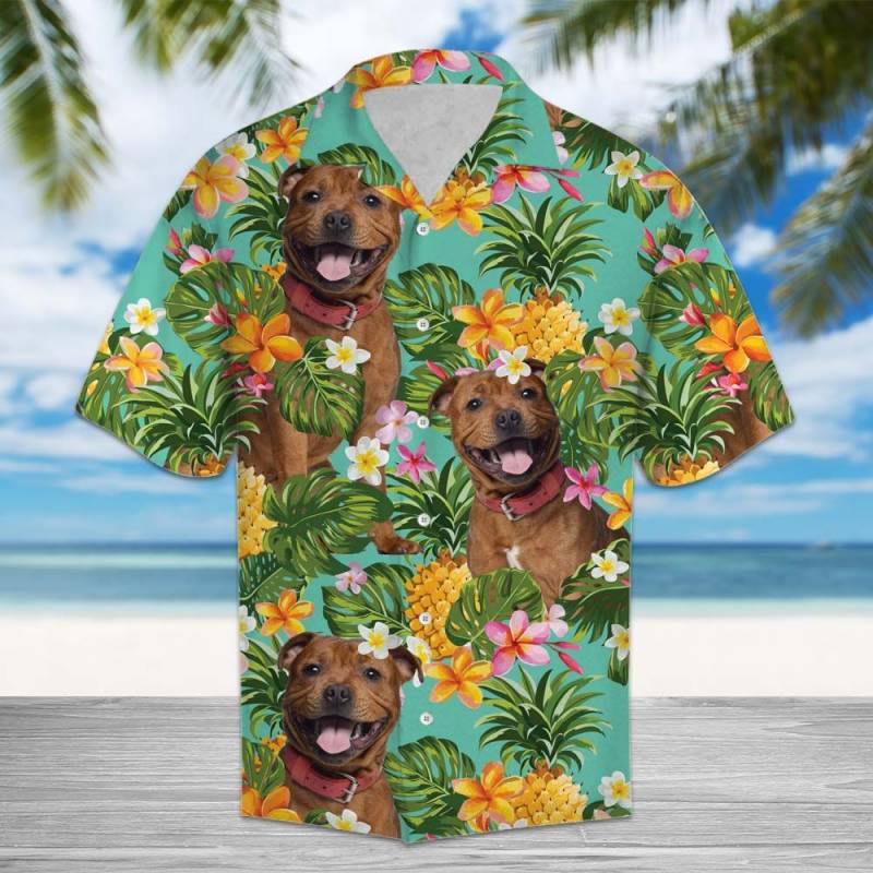 Tropical Pineapple Staffordshire Bull Terrier Hawaiian Shirt Ha52950