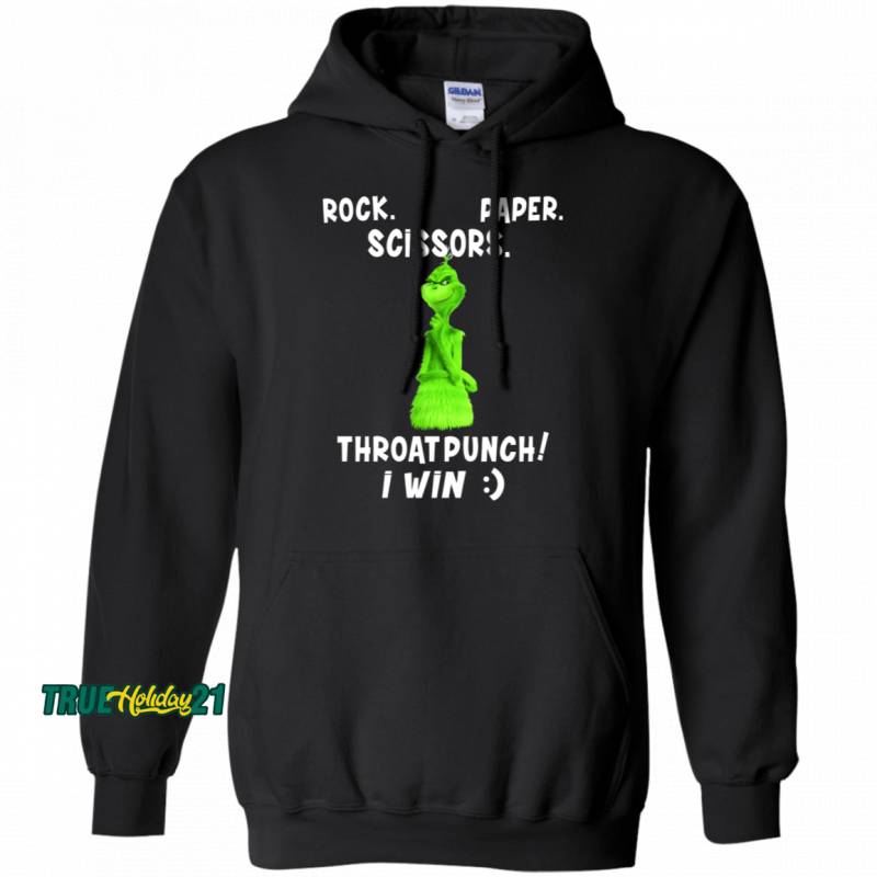 The Grinch Rock Paper Scissors Throat Punch I Win Hoodie