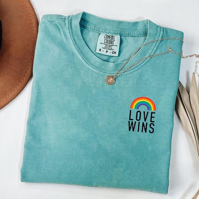 Comfort Colors Love Wins Shirt, Rainbow Pride Shirt, Love Wins Pocket Shirt, LGBT Tee, Pride Pocket Tee, Love is Love, Equality, Pride Month Gift