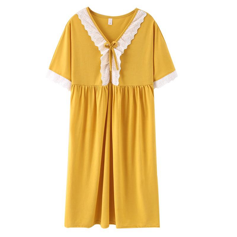 5XL Nightdress Female Cotton Summer Night Dress Loose Fat 100 Kg Princess robe Nightgown Women Casual Sleepwear alx