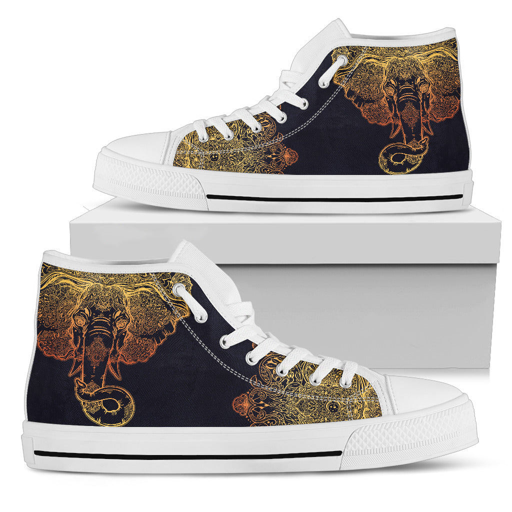 Womens Gold Elephant High Top Sneaker