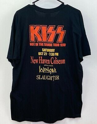 Vintage Kiss Band Concert T-shirt Hot In The Shade Tour New Haven Unworn Carr 3209