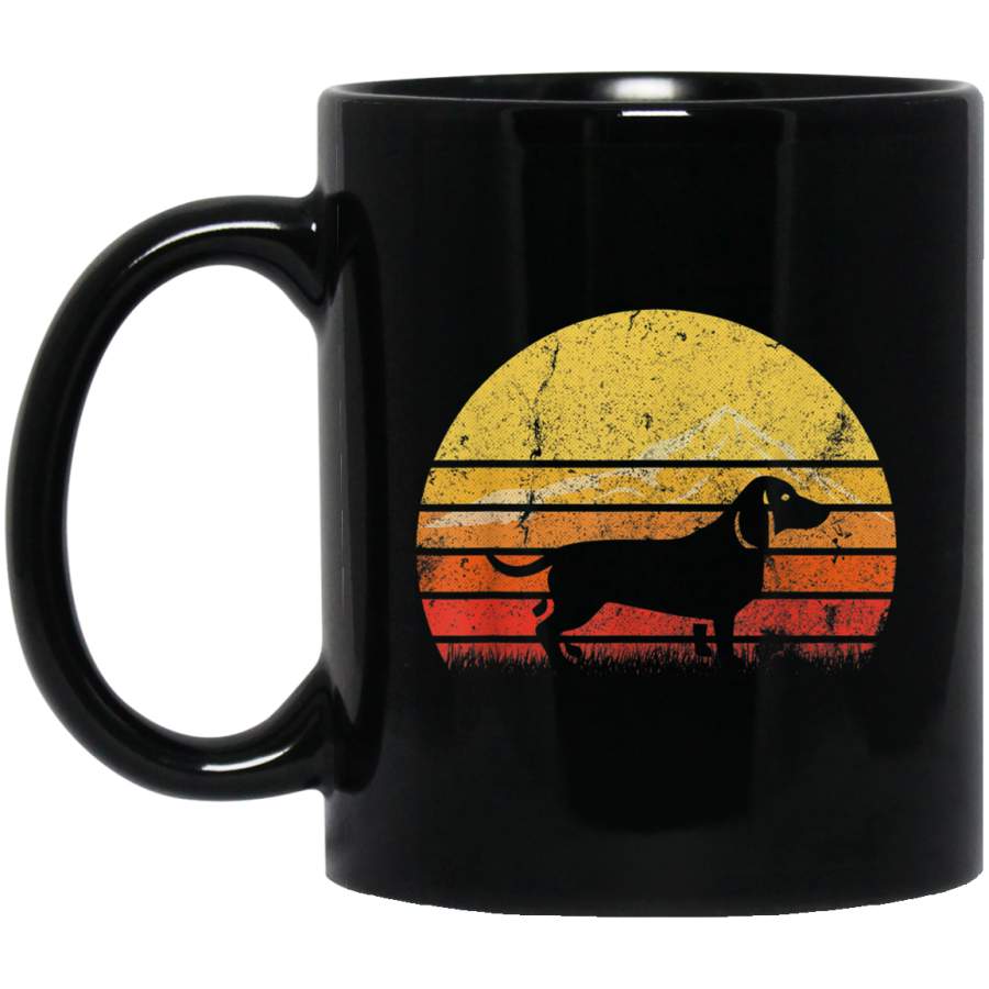 Vintage Retro Dachshund Dog Silhouette Sunset Distressed Mug