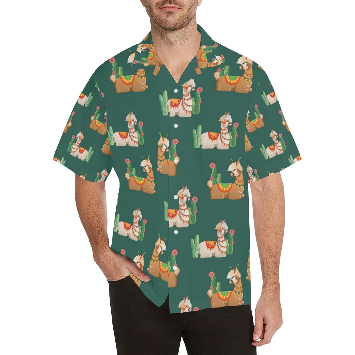 Llama Cactus Funny Pattern Print Design Hawaii Hawaii Shirt For Men Women Ha9655