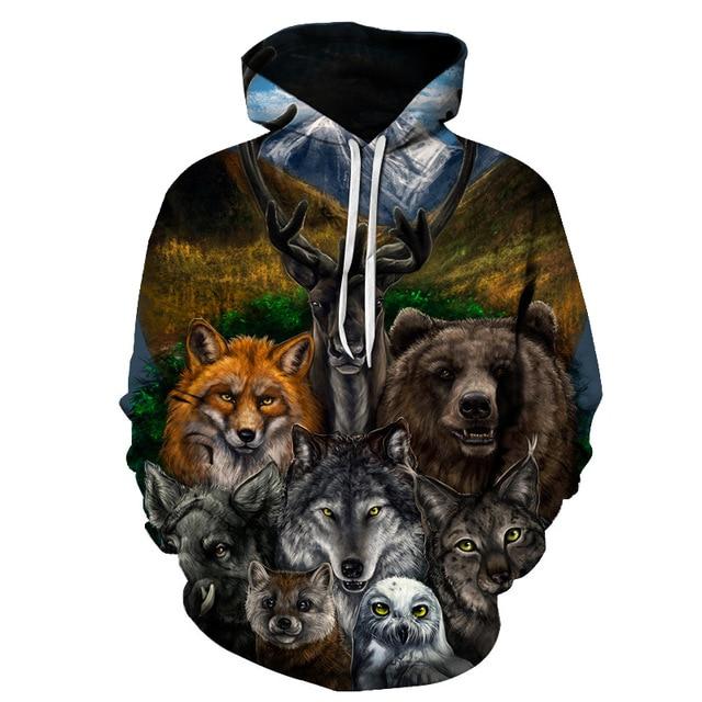 Wolf With Animal 3D Native American Hoodies Lt10