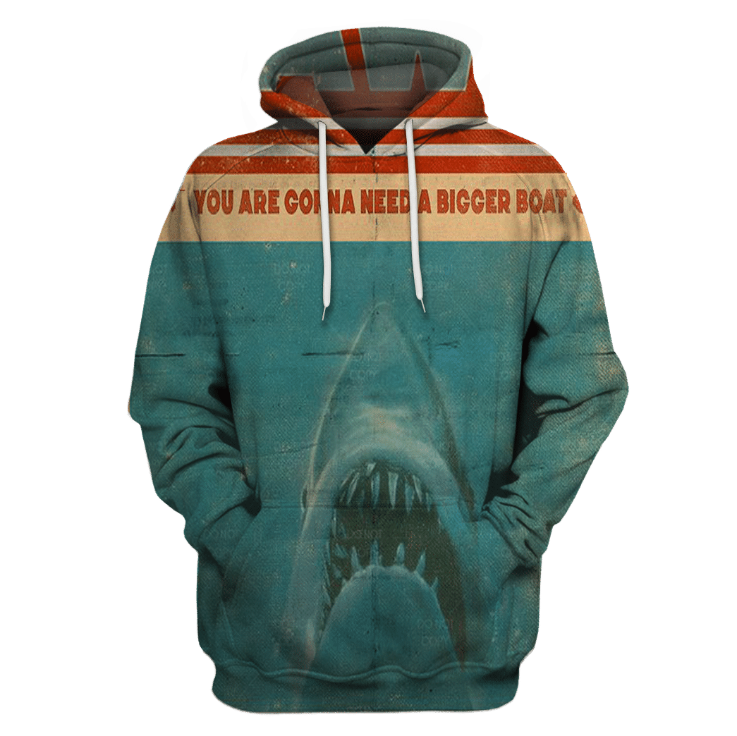 3D All Over Print Shark Jaws Teal Color Hoodie