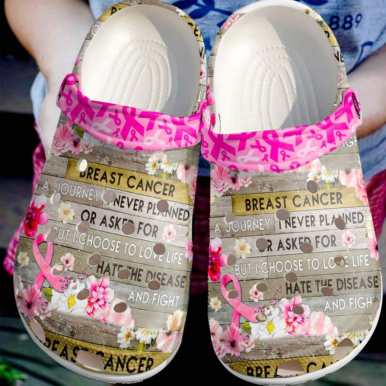 Breast Cancer Personalized Clog, Custom Name, Text Fight The Disease, Fashion Style For Women, Men, Kid, Print 3D