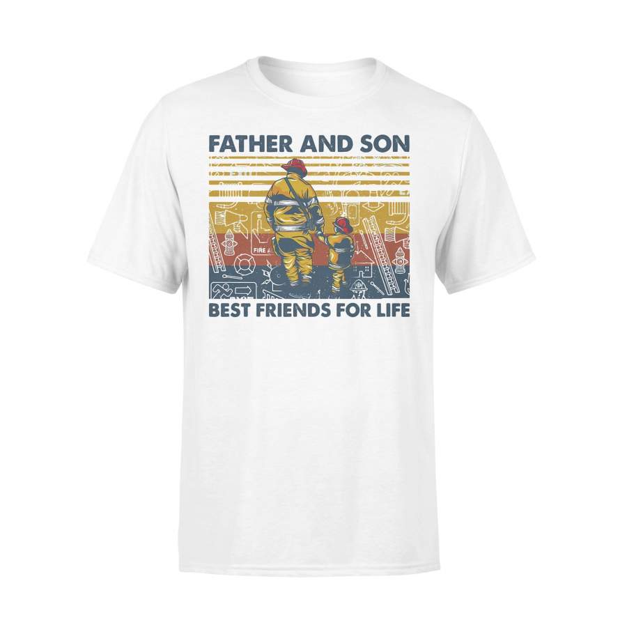 Father And Son Best Friends For Life Firefighters Vintage Retro T-shirt