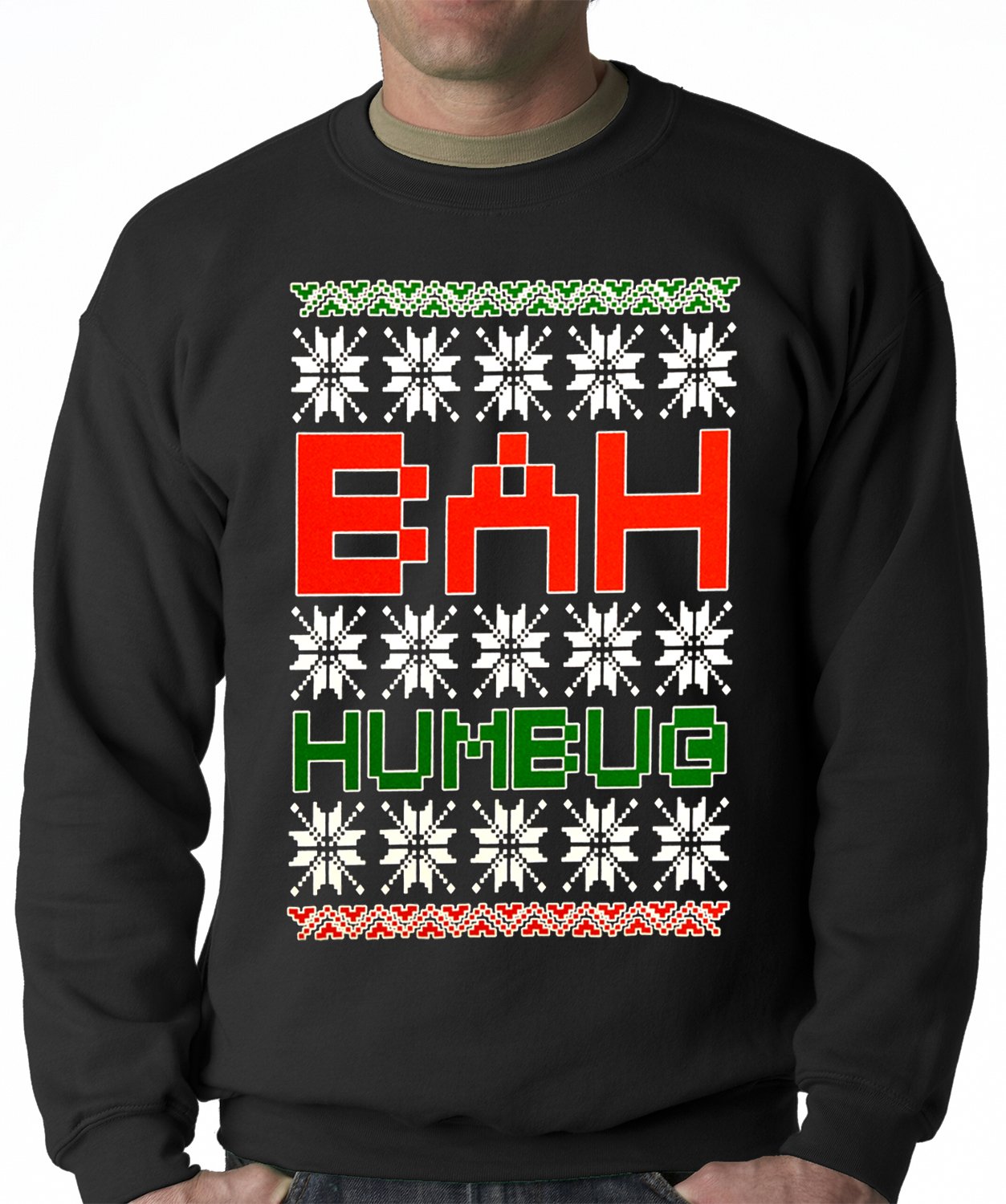 Ugly Christmas Sweater – BAH HUMBUG Adult Crewneck