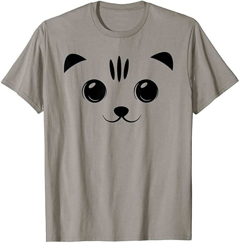 Cute Cat Face Funny Halloween Costume kitten lover Kids Gift T-Shirt