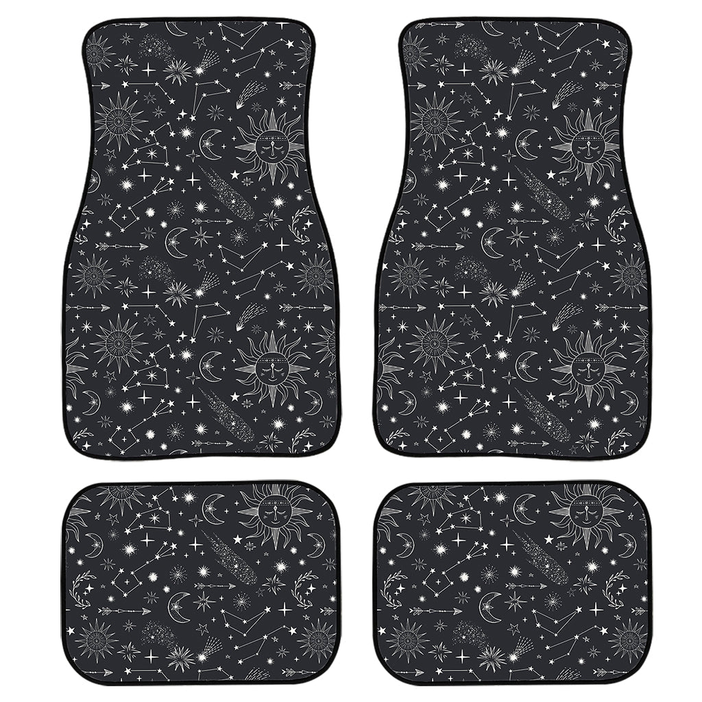 Bohemian Constellation Pattern Print Front And Back Car Floor Mats, Front Car Mat