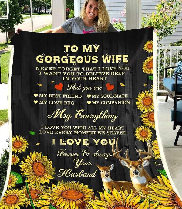 To My Wife I Love You With All My Heart Fleece Blanket Gift For Family,Birthday,Wife,Couple,Gift Home Decor Bedding Couch Sofa Soft And Comfy Cozy