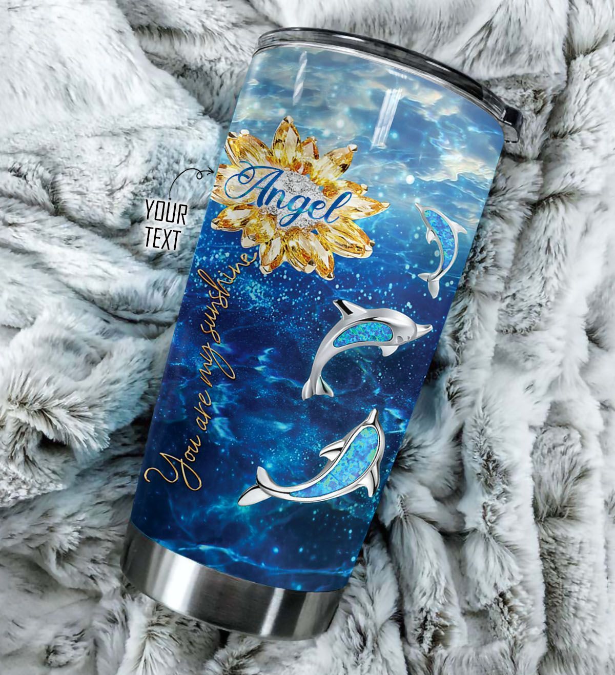 Dolphin My Sunshine Lf Personalized Name Stainless Steel Stainless Steel Tumbler Customize Name, Text, Number Dtqcc