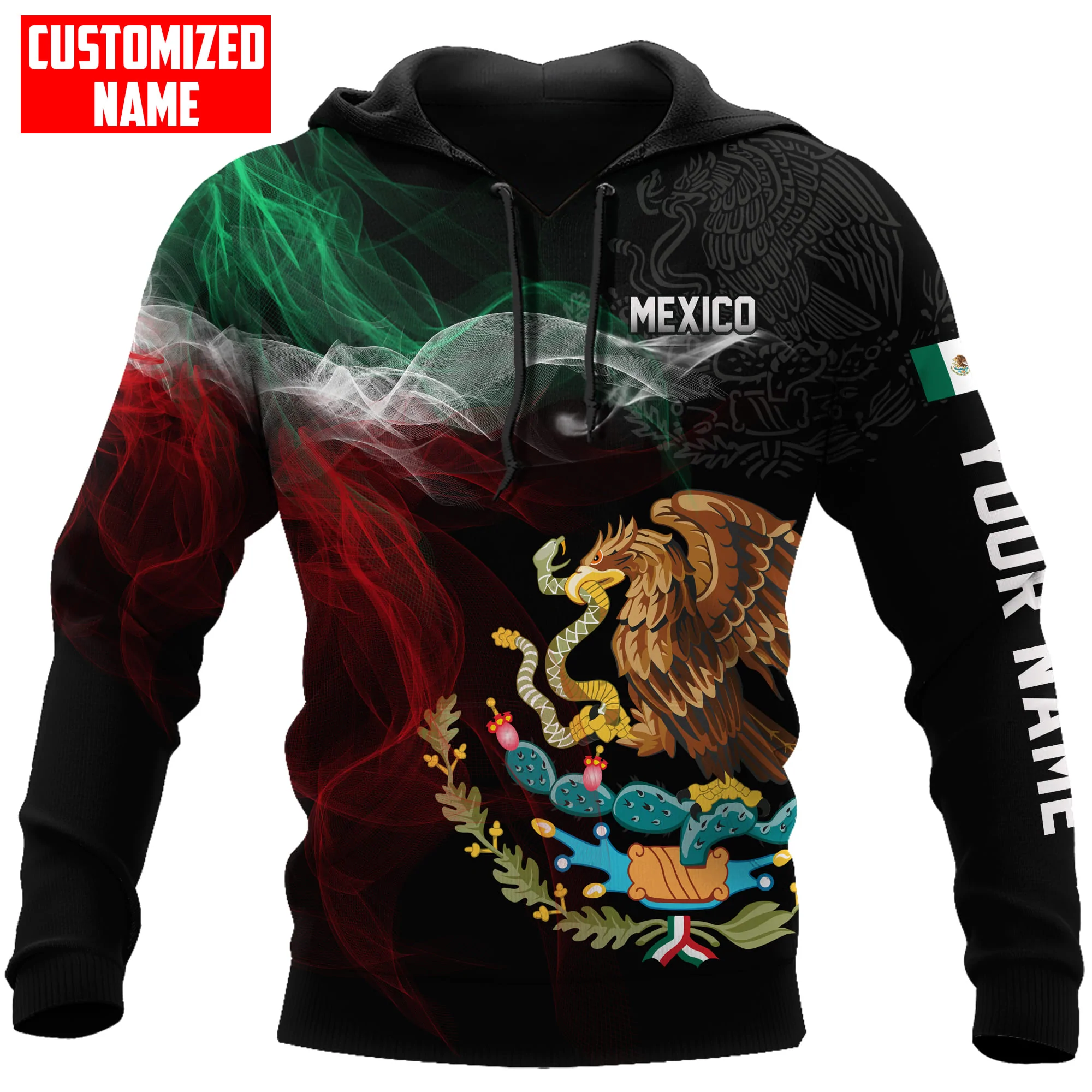 Custom Mexico Smoke Line Hoodie, 3D Full Printed Mexico Hoodie